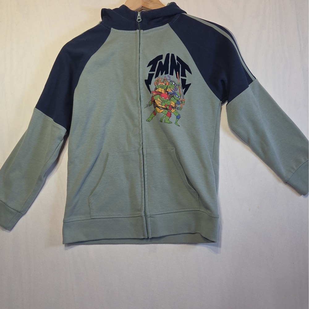 TMNT Mutant Mayhem Boys Full Zip Hoodie Ninja Turtles Green Navy Graphi